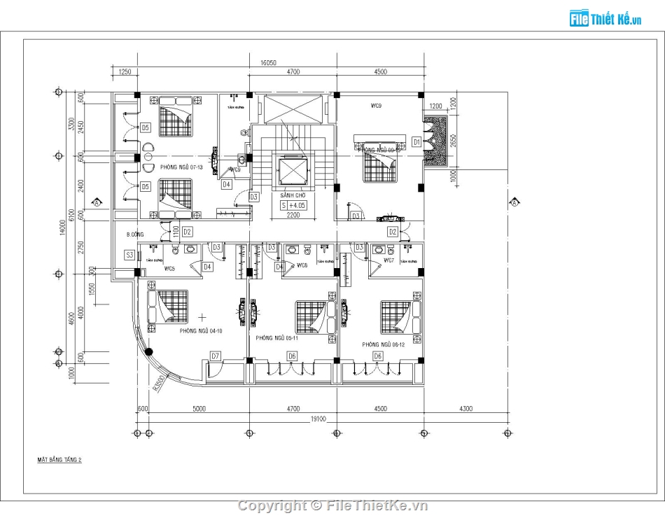 thiết kế khách sạn,Hồ sơ thiết kế,bản vẽ khách sạn,khách sạn 5 tầng,file cad khách sạn 5 tầng